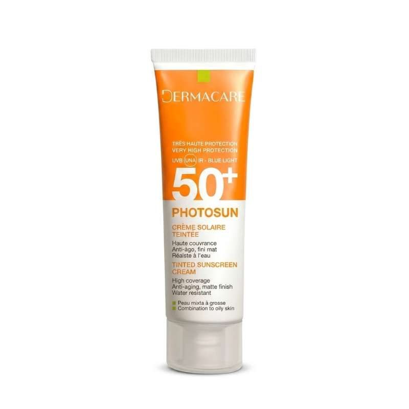 DERMACARE PHOTOSUN 01 FLUIDE MATIFIANT TEINTE PEAUX MIXTES A GRASSES SPF 50+ 50ML