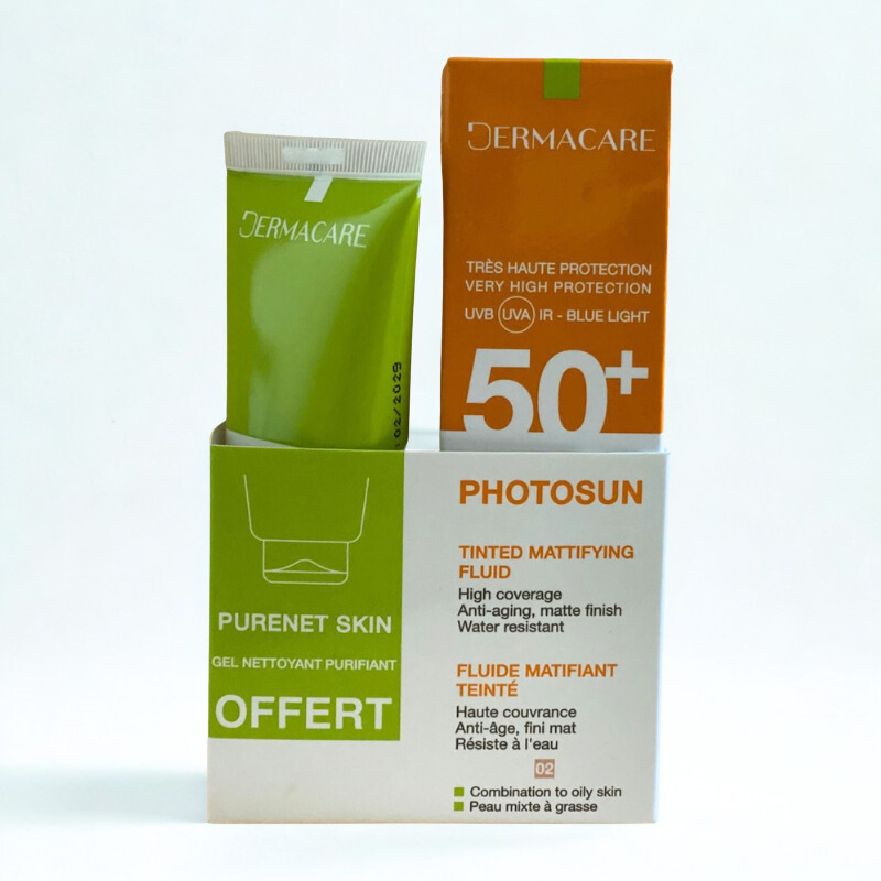 DERMACARE PHOTOSUN 02 FLUIDE SOLAIRE TEINTE PEAUX MIXTES A GRASSES SPF 50+ 50ML
