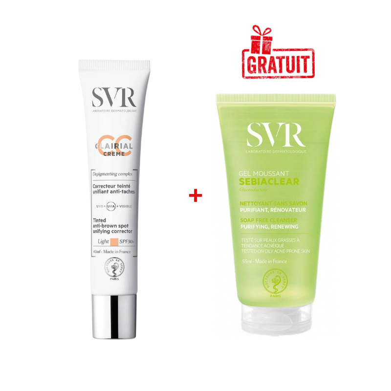 SVR CLAIRIAL CC CREME LIGHT SPF50 40ML+SEBIACLEAR GEL MOUSSANT 55ML (OFFERT)